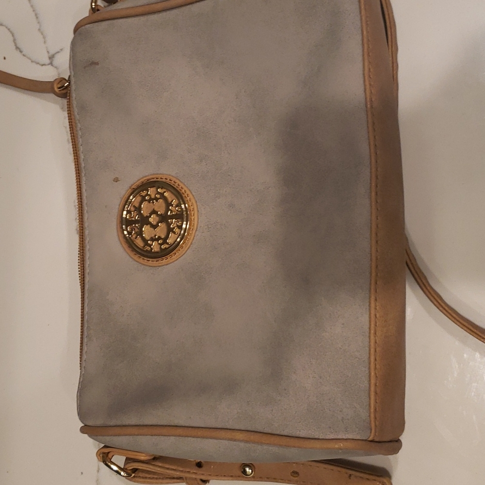 Grey leather purse
